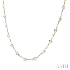ASHI Bezel Set Diamond Station Necklace 993D2PPFGNKYW