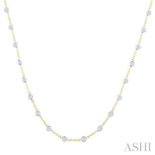 ASHI Bezel Set Diamond Station Necklace 993D2PPFGNKYW
