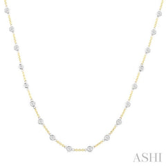 ASHI Bezel Set Diamond Station Necklace 993D2PPFGNKYW