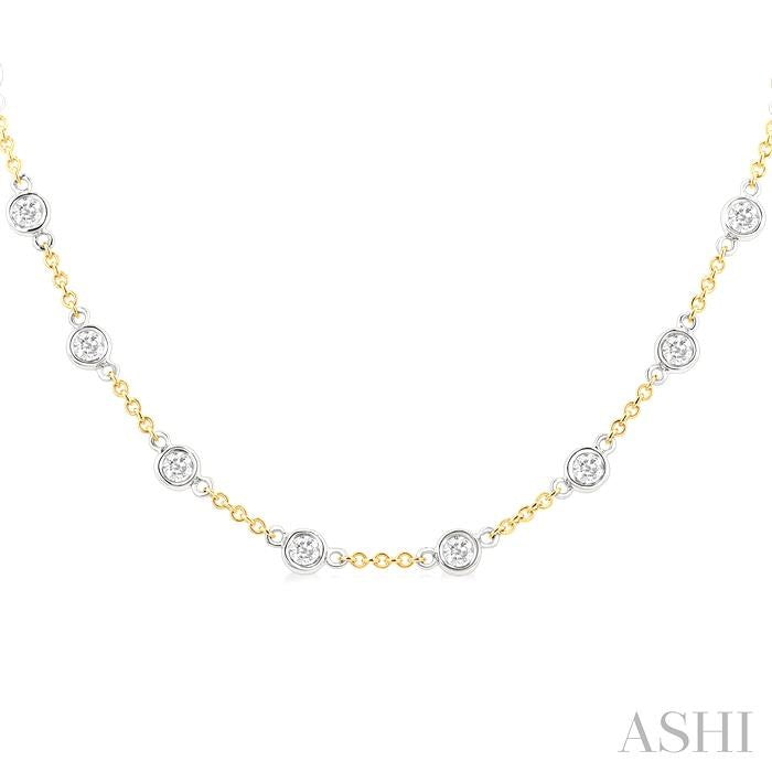 ASHI Bezel Set Diamond Station Necklace 993D2PPFGNKYW