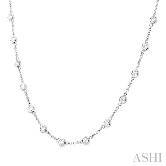 ASHI Bezel Set Diamond Station Necklace 993D2PPFHNKWG