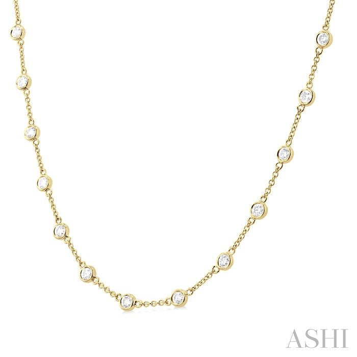 ASHI Bezel Set Diamond Station Necklace 993D2PPFHNKYG