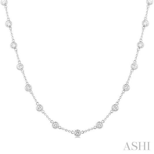 ASHI Bezel Set Diamond Station Necklace 993D3PPFGNKWG