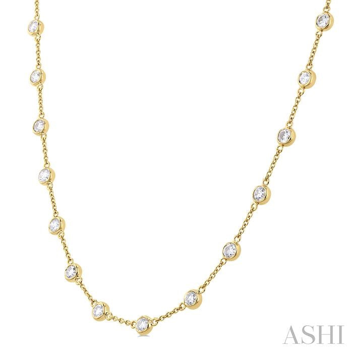 ASHI Bezel Set Diamond Station Necklace 993D3PPFGNKYG