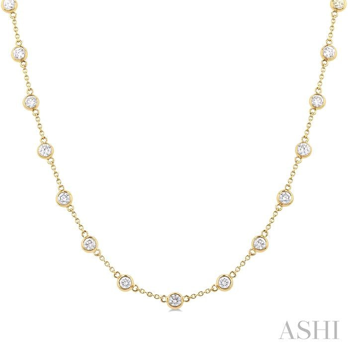 ASHI Bezel Set Diamond Station Necklace 993D3PPFGNKYG