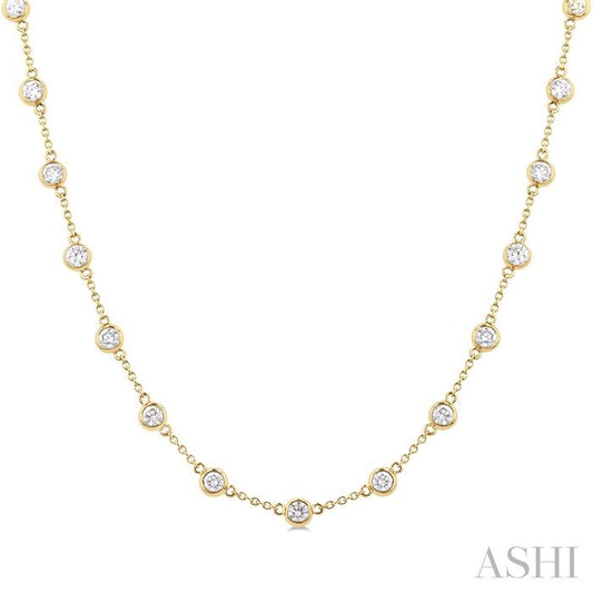 ASHI Bezel Set Diamond Station Necklace 993D3PPFGNKYG