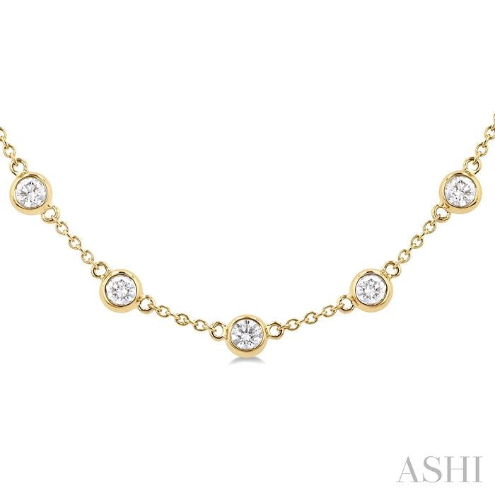 ASHI Bezel Set Diamond Station Necklace 993D3PPFGNKYG