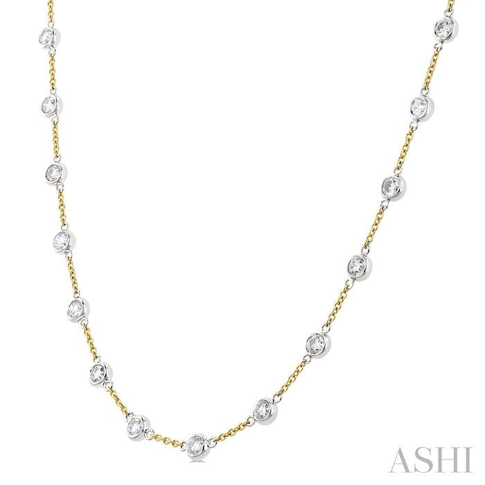 ASHI Bezel Set Diamond Station Necklace 993D3PPFGNKYW