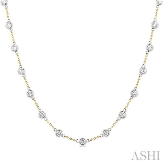 ASHI Bezel Set Diamond Station Necklace 993D3PPFGNKYW