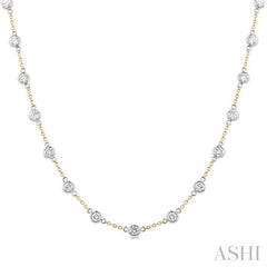ASHI Bezel Set Diamond Station Necklace 993D3PPFGNKYW
