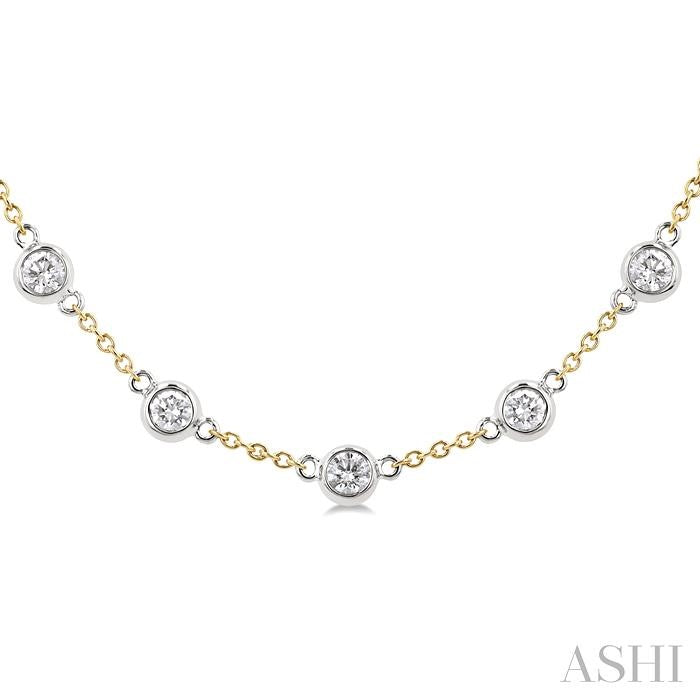 ASHI Bezel Set Diamond Station Necklace 993D3PPFGNKYW
