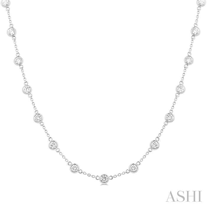 ASHI Bezel Set Diamond Station Necklace 993D3PPFHNKWG