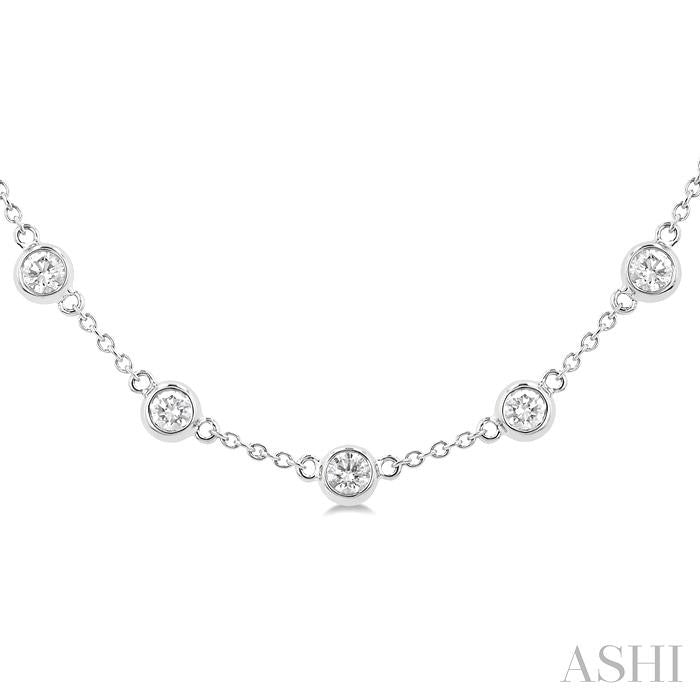 ASHI Bezel Set Diamond Station Necklace 993D3PPFHNKWG