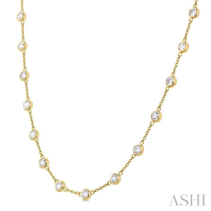 ASHI Bezel Set Diamond Station Necklace 993D3PPFHNKYG