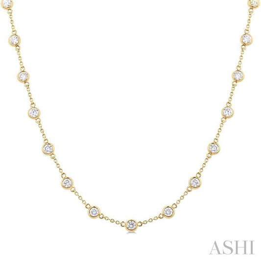 ASHI Bezel Set Diamond Station Necklace 993D3PPFHNKYG