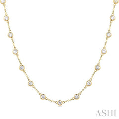 ASHI Bezel Set Diamond Station Necklace 993D3PPFHNKYG