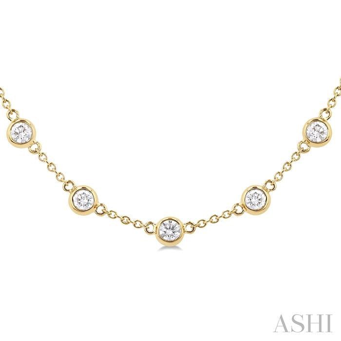 ASHI Bezel Set Diamond Station Necklace 993D3PPFHNKYG