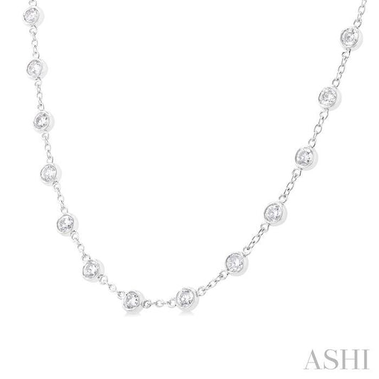 ASHI Bezel Set Diamond Station Necklace 993D4PPFGNKWG
