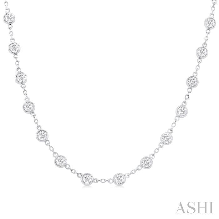 ASHI Bezel Set Diamond Station Necklace 993D4PPFGNKWG