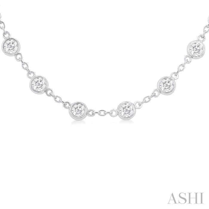 ASHI Bezel Set Diamond Station Necklace 993D4PPFGNKWG