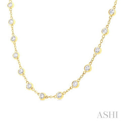 ASHI Bezel Set Diamond Station Necklace 993D4PPFGNKYG