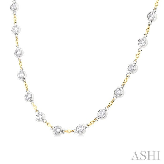 ASHI Bezel Set Diamond Station Necklace 993D4PPFGNKYW