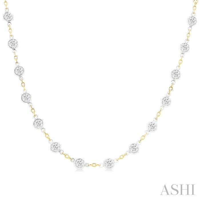 ASHI Bezel Set Diamond Station Necklace 993D4PPFGNKYW