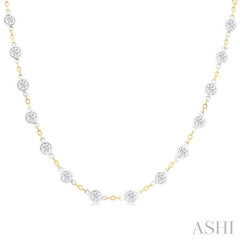 ASHI Bezel Set Diamond Station Necklace 993D4PPFGNKYW