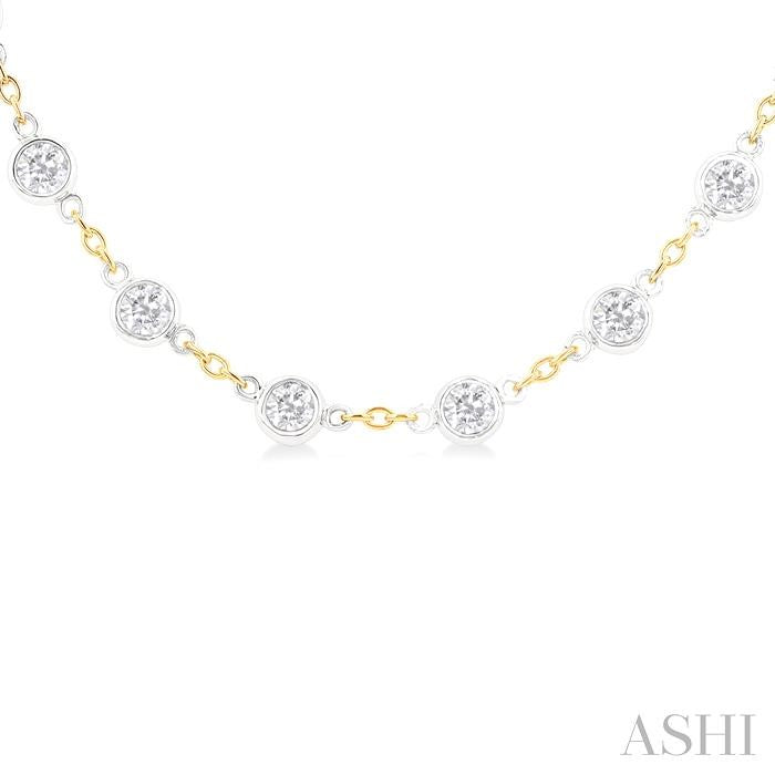 ASHI Bezel Set Diamond Station Necklace 993D4PPFGNKYW