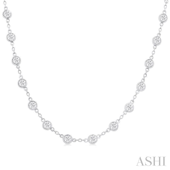 ASHI Bezel Set Diamond Station Necklace 993D4PPFHNKWG