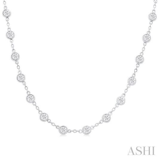 ASHI Bezel Set Diamond Station Necklace 993D4PPFHNKWG