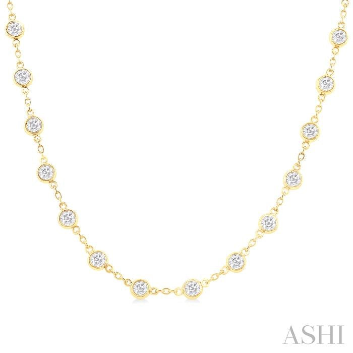 ASHI Bezel Set Diamond Station Necklace 993D4PPFHNKYG
