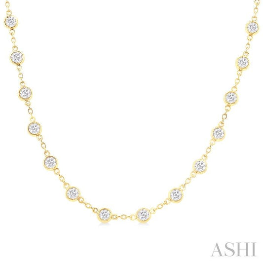 ASHI Bezel Set Diamond Station Necklace 993D4PPFHNKYG