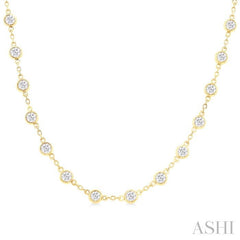 ASHI Bezel Set Diamond Station Necklace 993D4PPFHNKYG