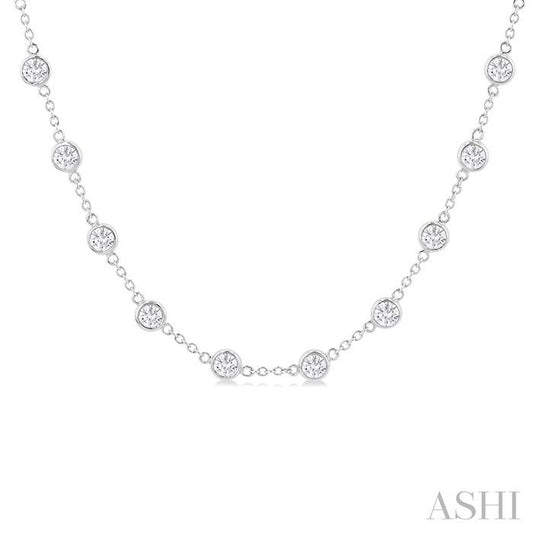 ASHI Bezel Set Diamond Station Necklace 993D5PPFGNKWG