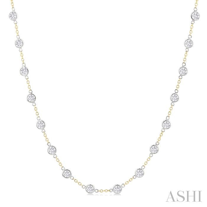 ASHI Bezel Set Diamond Station Necklace 993D5PPFGNKYW