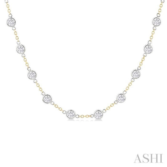 ASHI Bezel Set Diamond Station Necklace 993D5PPFGNKYW