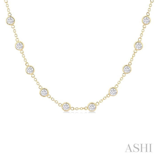 ASHI Bezel Set Diamond Station Necklace 993D5PPFHNKYG