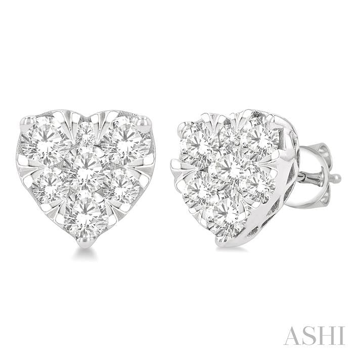ASHI Heart Shape Lovebright Essential Diamond Stud Earrings 99411PPFGERWG