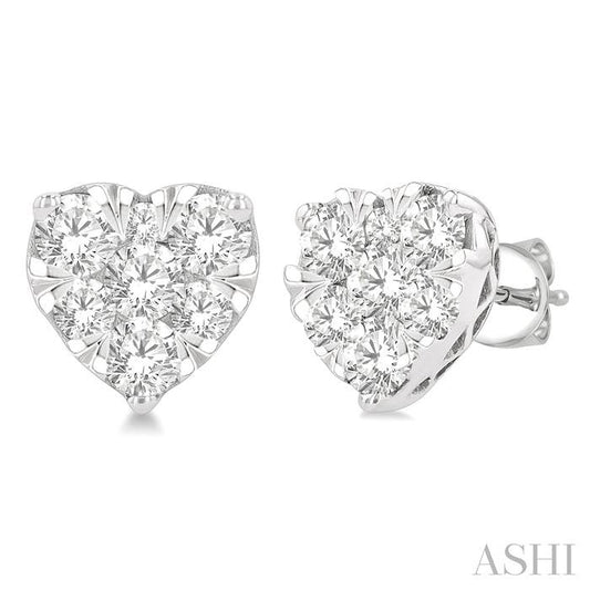 ASHI Heart Shape Lovebright Essential Diamond Stud Earrings 99411PPFGERWG