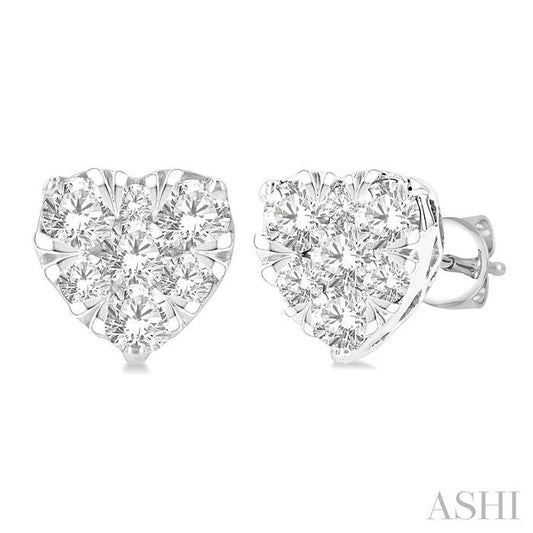 ASHI Heart Shape Lovebright Essential Diamond Stud Earrings 99412PPFGERWG