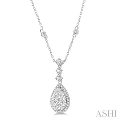 ASHI Pear Shape Halo Lovebright Diamond Necklace 99421PPFGNKWG