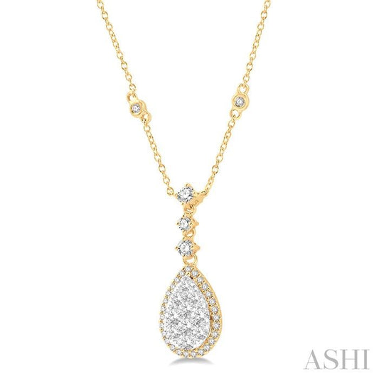 ASHI Pear Shape Halo Lovebright Diamond Necklace 99421PPFGNKYW