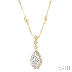 ASHI Pear Shape Halo Lovebright Diamond Necklace 99421PPFGNKYW