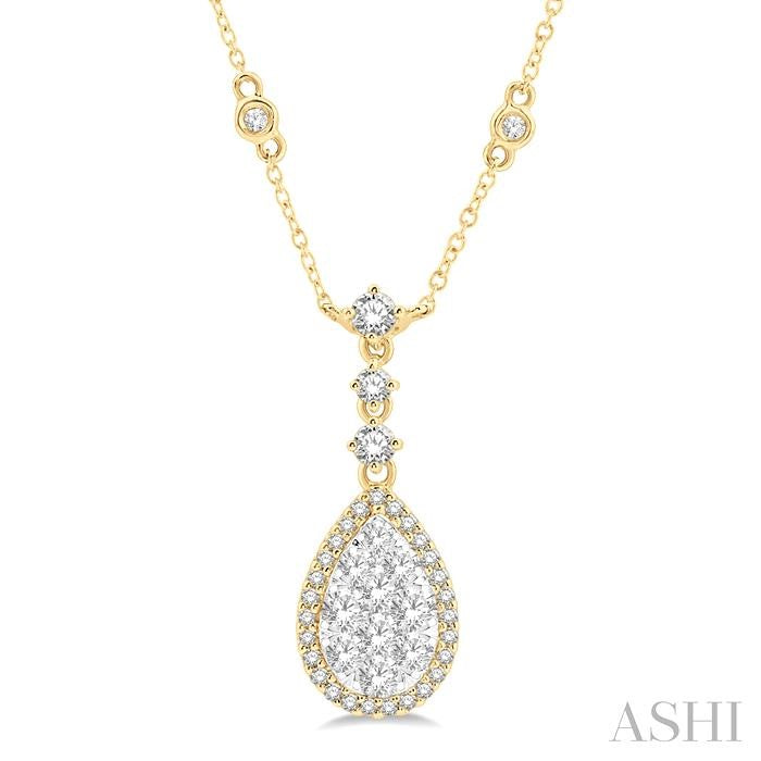 ASHI Pear Shape Halo Lovebright Diamond Necklace 99421PPFGNKYW