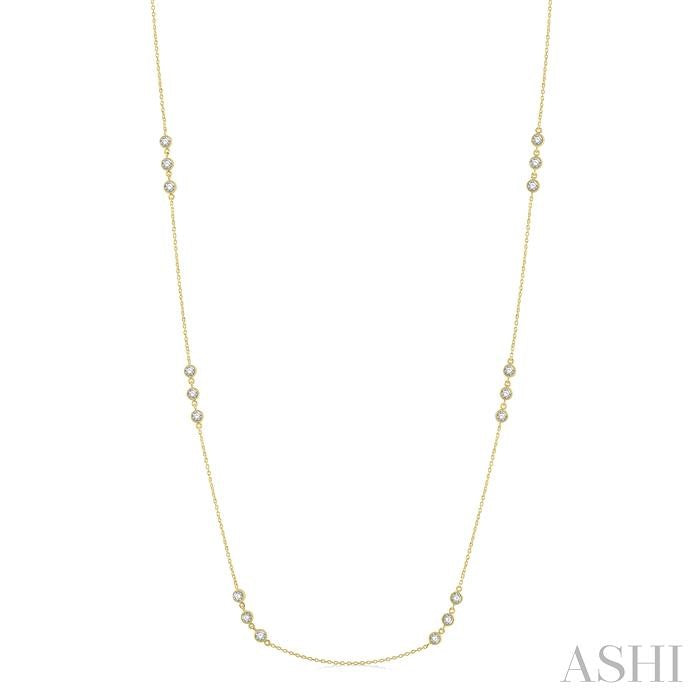ASHI 3 Stone Diamond Station Necklace 994C1PPFGNKYG