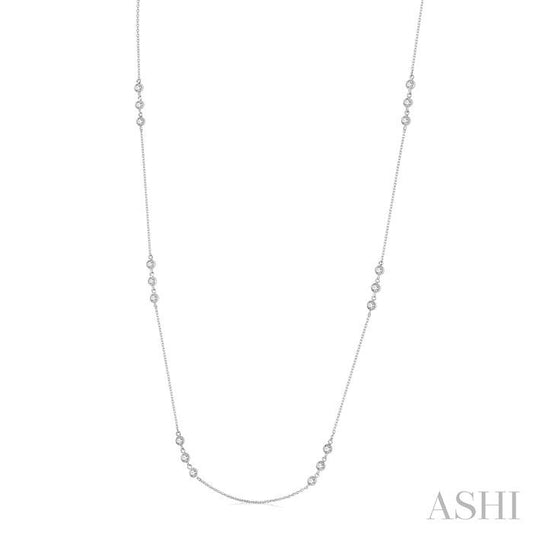 ASHI 3 Stone Diamond Station Necklace 994CVPPFGNKWG