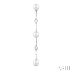 ASHI Pearl & Diamond Station Long Chain Earrings 994D9PPFGERWPWG