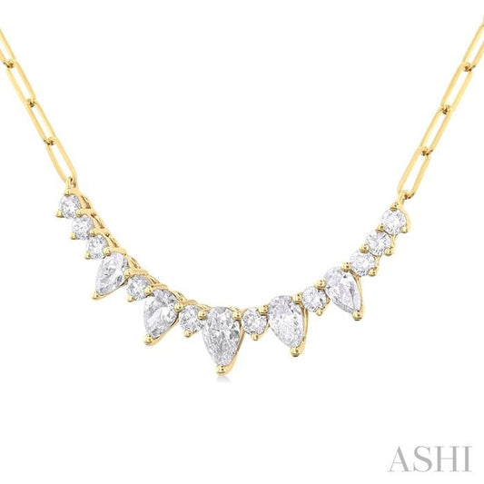 ASHI Paperclip Graduated Diamond Smile Necklace 994V1PPFGNKYG