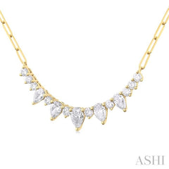ASHI Paperclip Graduated Diamond Smile Necklace 994V1PPFGNKYG